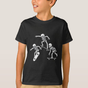 Skateboarding Skeletons Halloween Skater Boys Kids T-Shirt