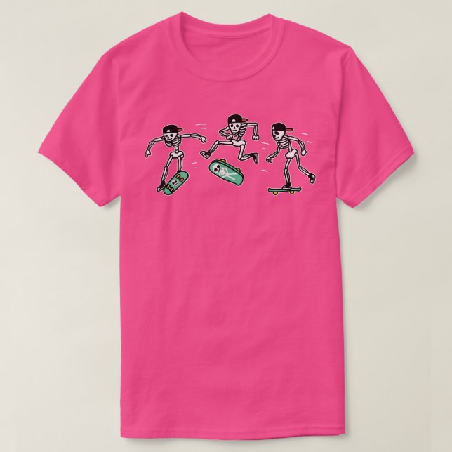 Skateboarding Skeletons Lover Skater Skate Fan Fun T-Shirt (Design Front)