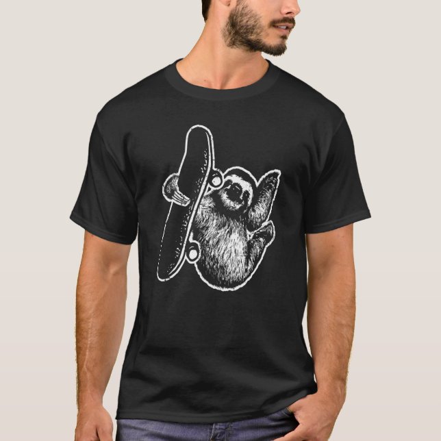 Skateboarding Sloth On A Skateboard Internet Meme T-Shirt (Front)