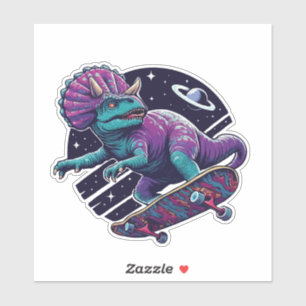 Skateboarding Space Dinosaur Sticker