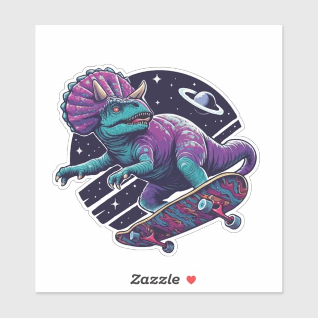 Skateboarding Space Dinosaur Sticker (Sheet)