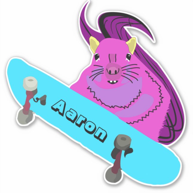Skateboarding squirrel personalized vinyl sticker (Front)