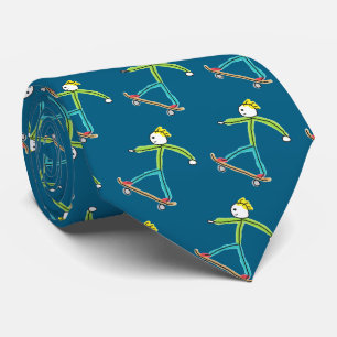 Skateboarding Stickman Neck Tie