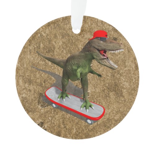 Skateboarding T-Rex Ornament