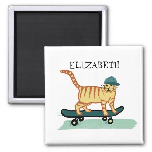 Skateboarding Tabby Cat CUSTOMIZE IT Magnet