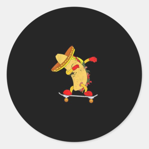 Skateboarding Taco On Skateboard Gift Skater Classic Round Sticker