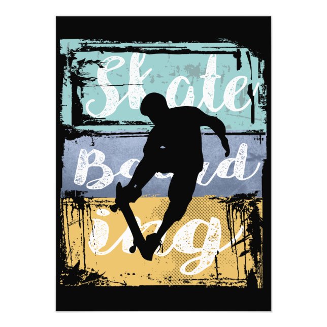 Skateboarding Tee - Vintage Retro Skateboarder Photo Print (Front)