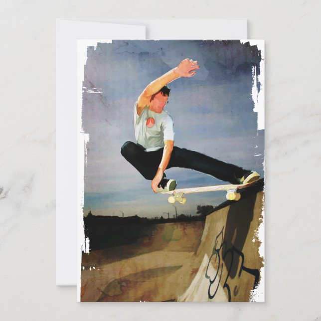 Skateboarding the Wall Invitation (Front)