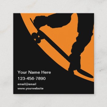 Skateboarding Theme Cool  Square Business Card by Luckyturtle at Zazzle