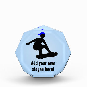 Skateboarding Theme - Skater in Cap - Custom Text Acrylic Award