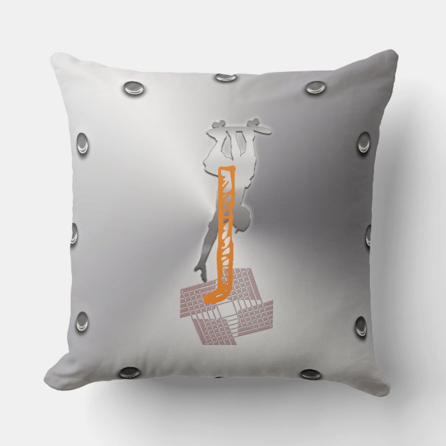Skateboarding Throw Pillow (Front)