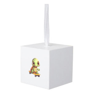 Skateboarding Turtle, Athletic Animal Design Cube Ornament