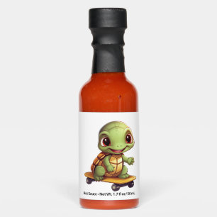 Skateboarding Turtle, Athletic Animal Design Hot Sauces