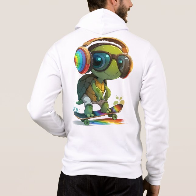 Skateboarding Turtle Hoodie (Back)