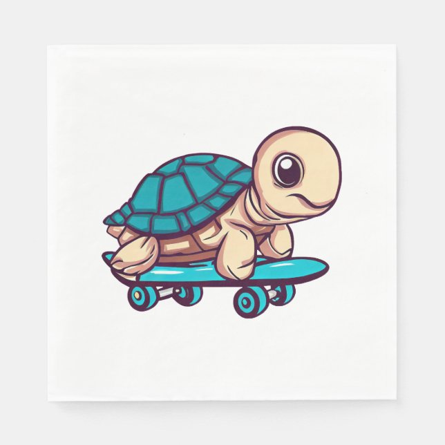 Skateboarding Turtle Napkins (Front)