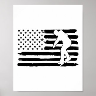 Skateboarding Usa Flag Poster