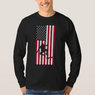 Skateboarding Vintage American Flag Skateboarding T-Shirt