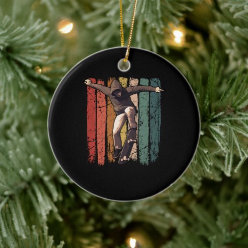 Skateboarding - Vintage Retro Skateboarder Ceramic Ornament