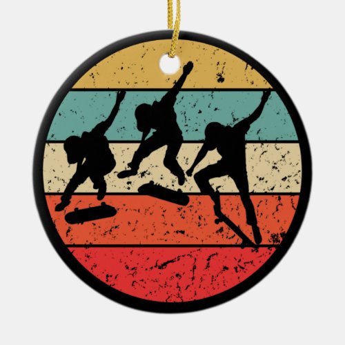 Skateboarding _ Vintage Retro Skateboarder Ceramic Ornament