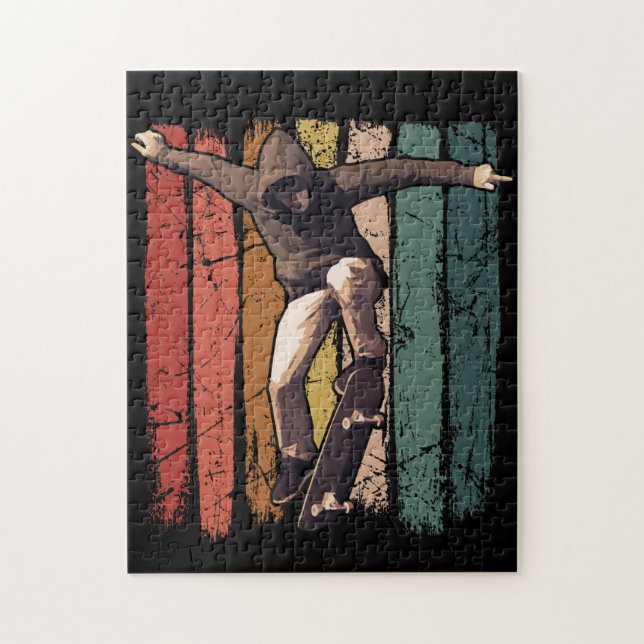 Skateboarding - Vintage Retro Skateboarder Jigsaw Puzzle (Vertical)