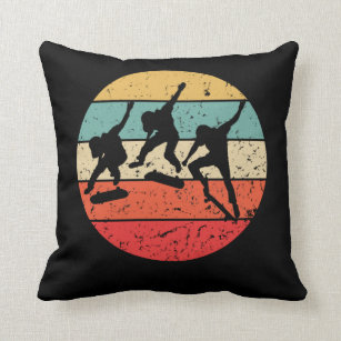 Skateboarding - Vintage Retro Skateboarder Throw Pillow