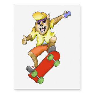 Skateboarding Werewolf Temporary Tattoos