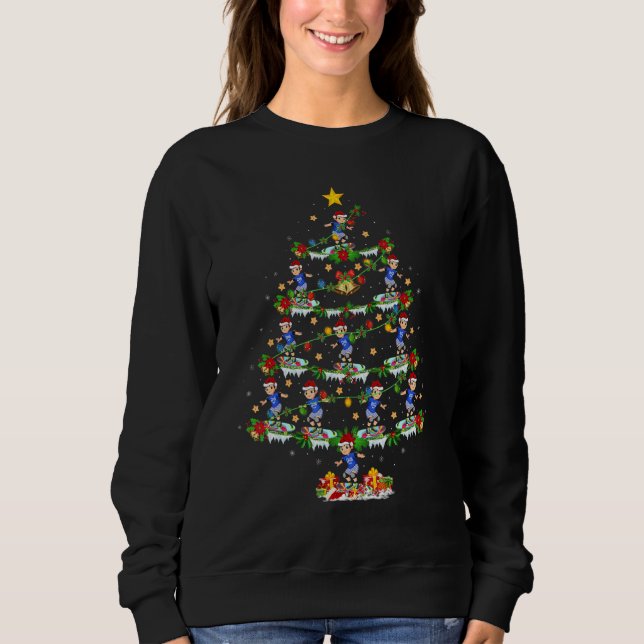 Skateboarding  Xmas Lights Skateboarding Christmas Sweatshirt (Front)