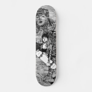 Skateboards femme tatouée style urbain sur bois