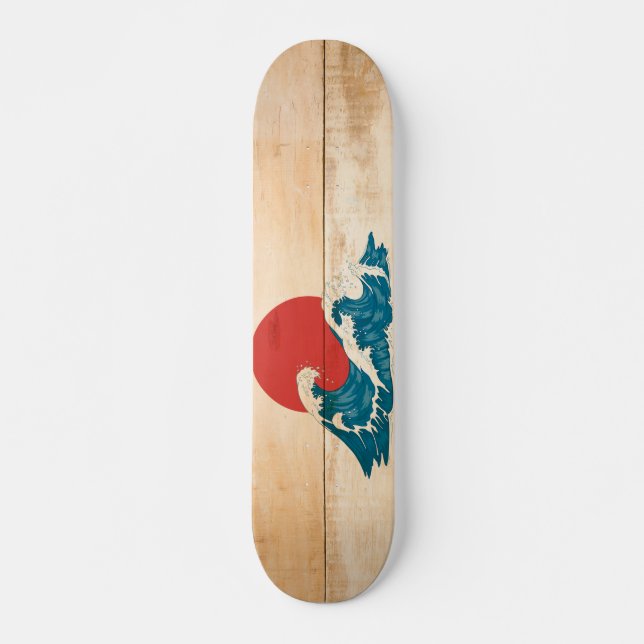 Skateboards vague japonaise sur bois (Front)