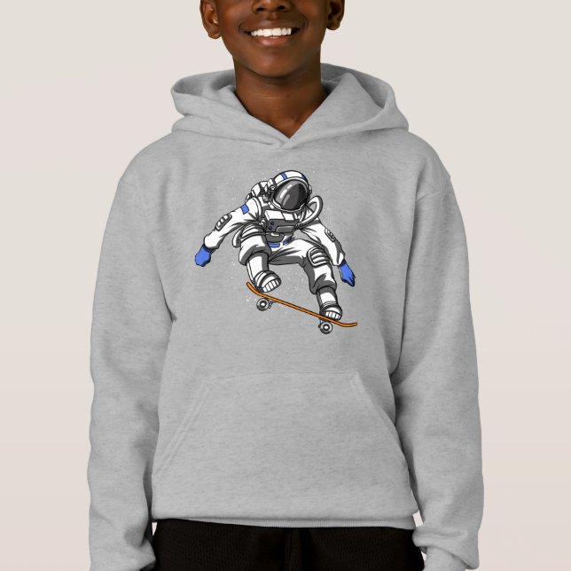 Skater Astronaut Skateboarding Cosmic Space Hoodie (Front)