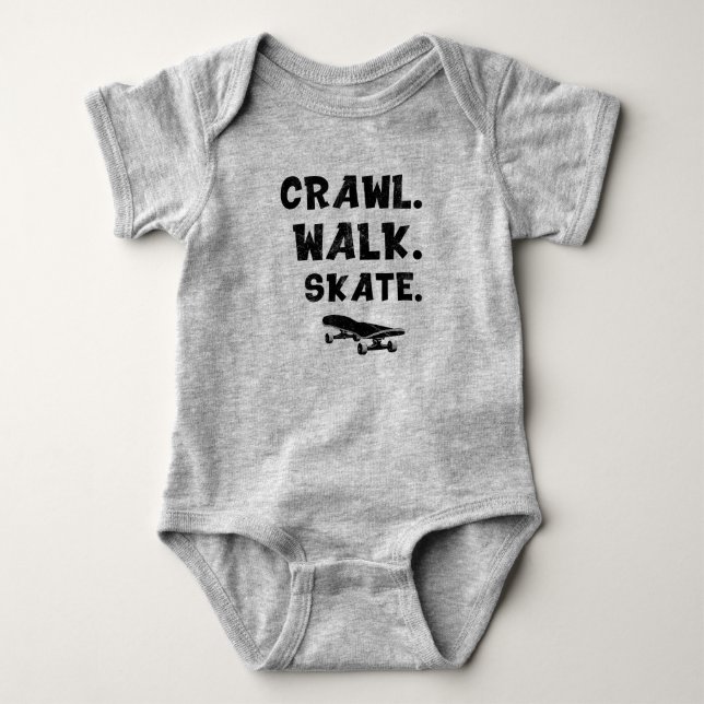 Skater Baby, Crawl Walk Skate, Baby Skateboard Baby Bodysuit (Front)