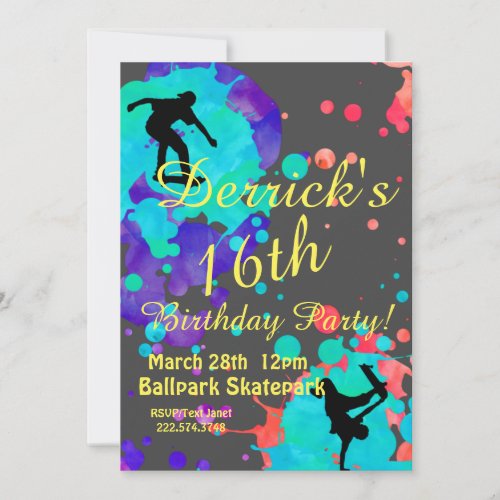 Skater Birthday  Invitation