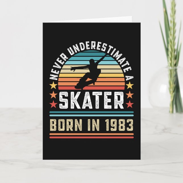 Skater born 1983 40th Birthday Skateboarding Gift Card (Front)