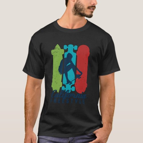 Skater Boy California Retro Vintage Freestyle Skat T_Shirt