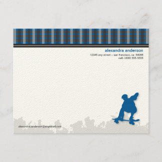 Skater Boy Customized Flat Note Cards (blue)