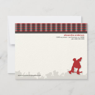 Skater Boy Customized Flat Note Cards (red)