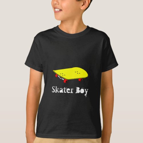 Skater boy slogan with cool yellow skateboard T_Shirt