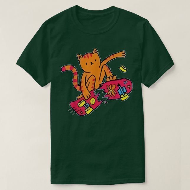 Skater Cat Skateboard Funny Skater Skateboarding C T-Shirt (Design Front)