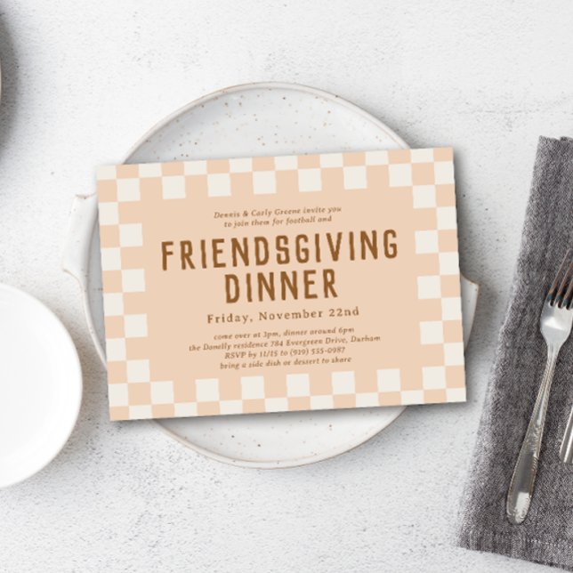 Skater Checkerboard Friendsgiving Dinner Invitation (Creator Uploaded)