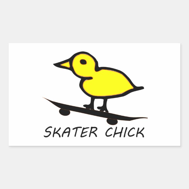 Skater Chick Rectangular Sticker (Front)