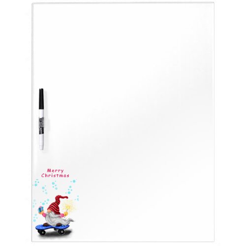 Skater Christmas Gnome with Gift Dry Erase Board