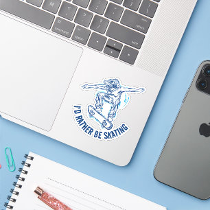Skater Doing Mid-Air, Rather Be Skating Sticker