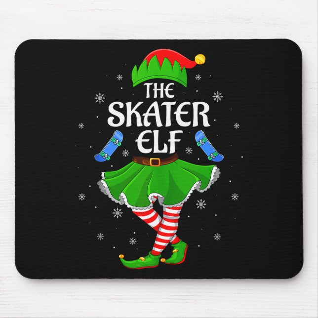 Skater Elf Christmas Family Girls Women Elf Squad  Mouse Pad (Front)
