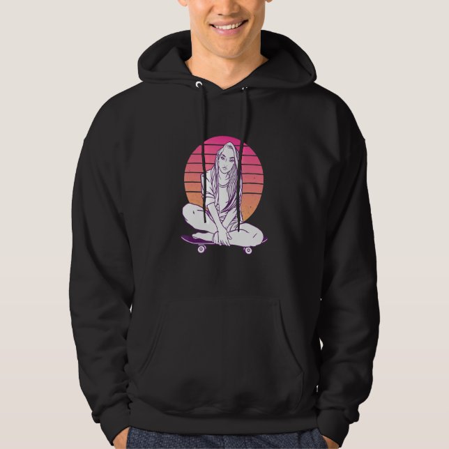 Skater For Girls Skateboard Skateboarding Hoodie (Front)