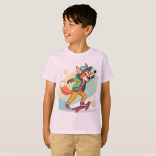 Skater Fox Cartoon Character T-Shirt Design