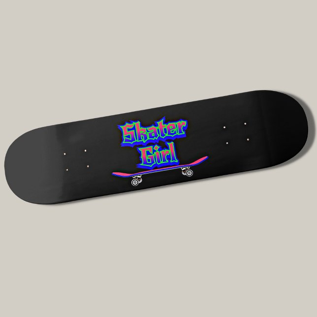 Skater Girl Blue Pink Graffiti Glow Skateboard (Creator Uploaded)