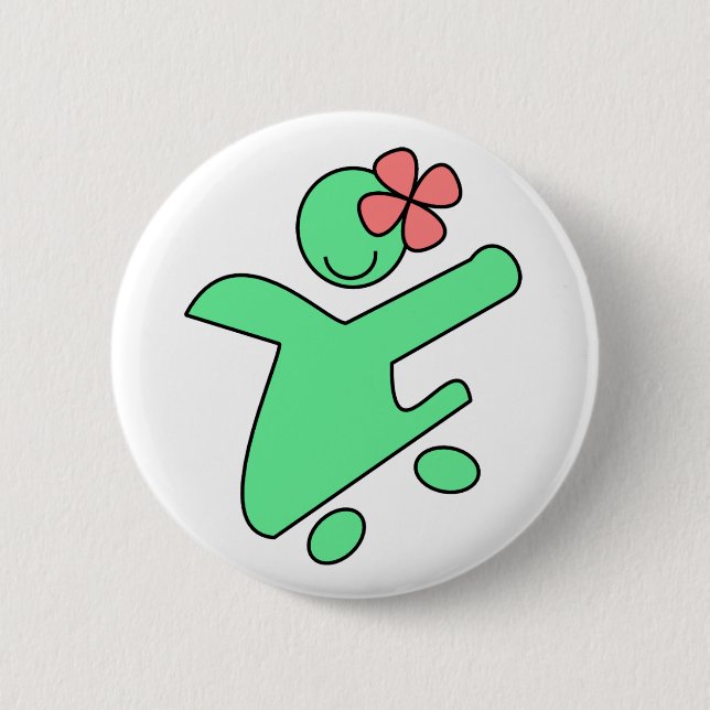 Skater girl button pin (Front)