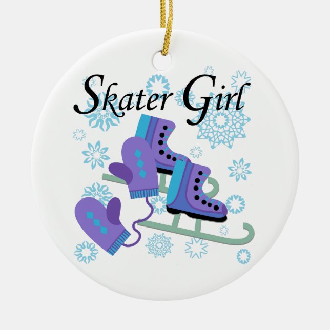 Skater Girl Ceramic Ornament (Front)