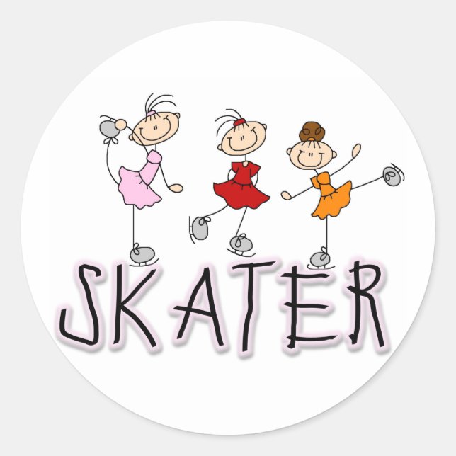 Skater Girl Classic Round Sticker (Front)