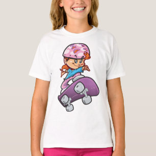 Skater Girl Fun Pink Helmet Skateboard T-Shirt